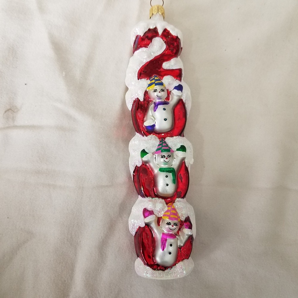 Christopher Radko 2000 Millennium Magic Snowmen vintage Ornament White Excellent